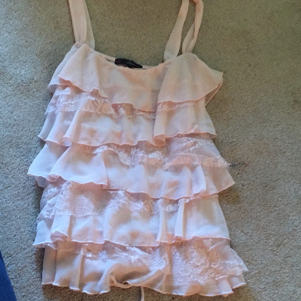 Sleeveless summer top, lace and sheer material